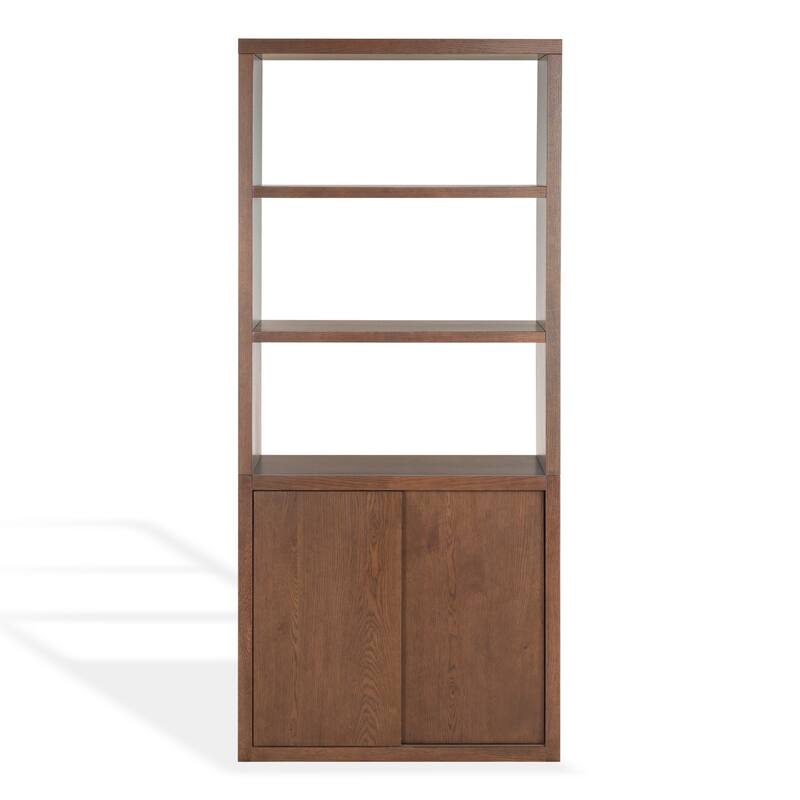 SAFAVIEH Couture Elanna Wood 4-Shelf Bookcase - 43"W x 15"D x 76"H - Walnut