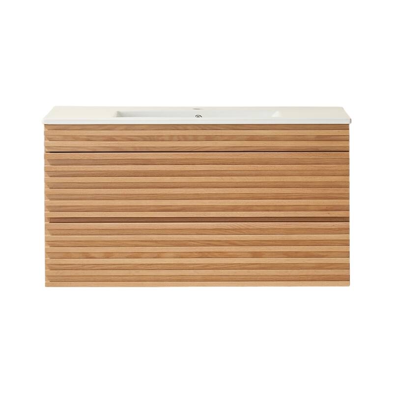 Wall Mounted Single Vanity with Ceramic Sink