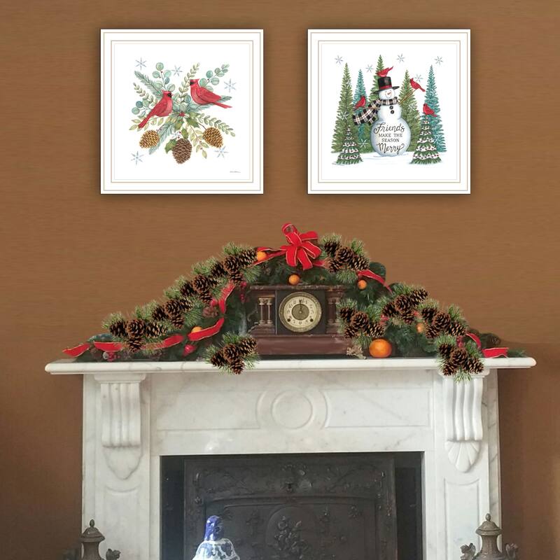 2-Piece Framed Wall Art Set - Friends Make the Season Merry, White Frame
