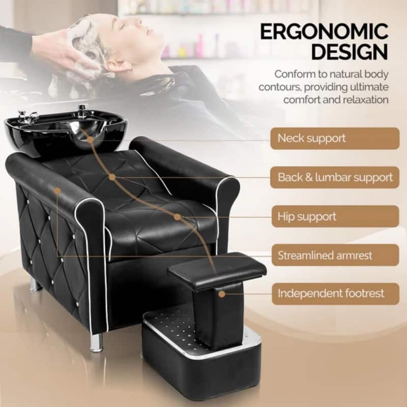 Deluxe Hair Washing Unit with a Large Porcelain Bowl and Indeprndent Ottoman