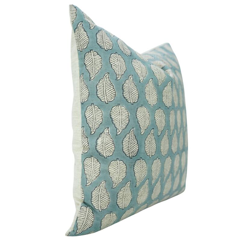 Fabdivine Vintage Leaf, Floral Pillow Cover for Chairs, Sofa, Bed or Living Room 12x20 Inch Light Blue Farmhouse Décor, Panchi