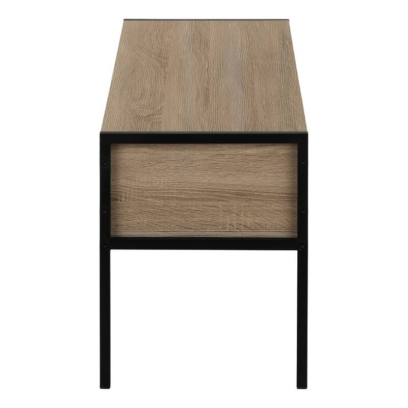 Contemporary 48-Inch TV Stand with Storage Drawer and Cable Management, Grey Laminate, Black Metal Frame