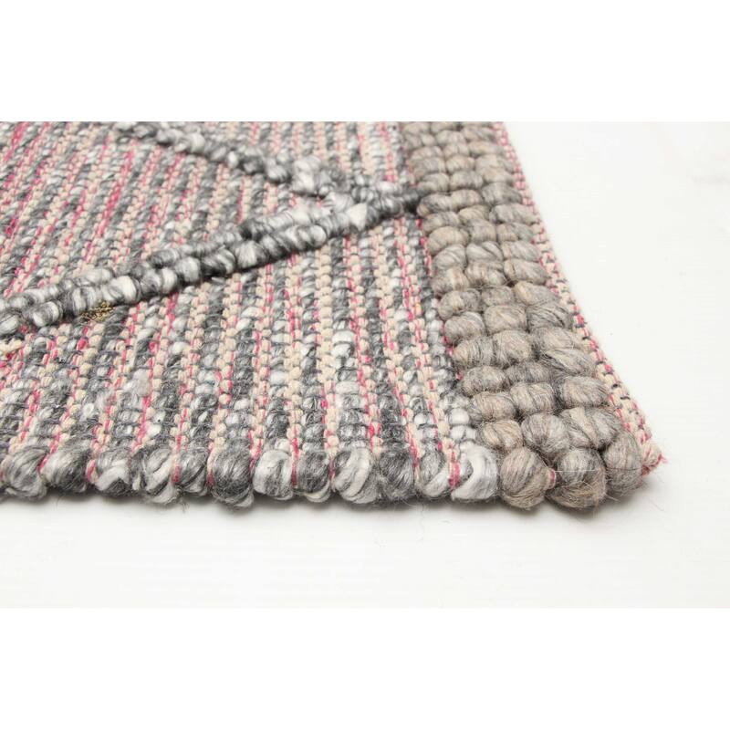 ECARPETGALLERY Braid weave Sienna Pink Wool Rug - 6'2 x 8'11