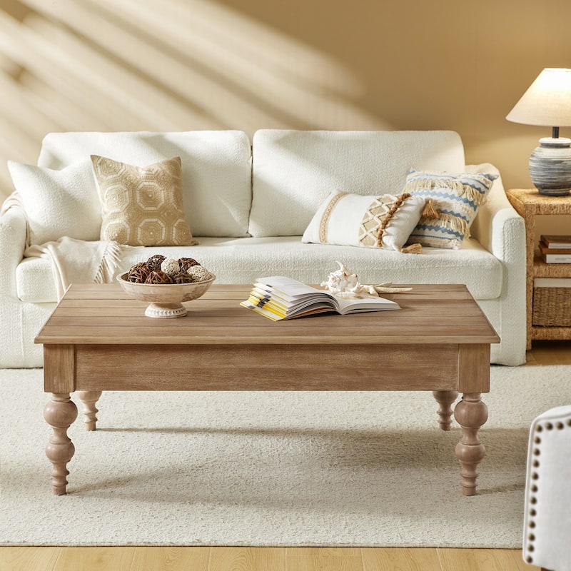 Gaston Traditional Rectangular Coffee Table with Storage Shelf by HULALA HOME