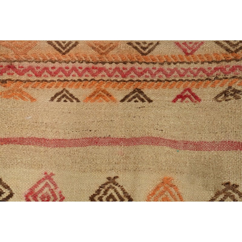 Hand Woven Oriental 100% Wool Carpet Southwestern Tribal Beige & Ivories Kilim Area Rug - 10' 1'' X 6' 1''