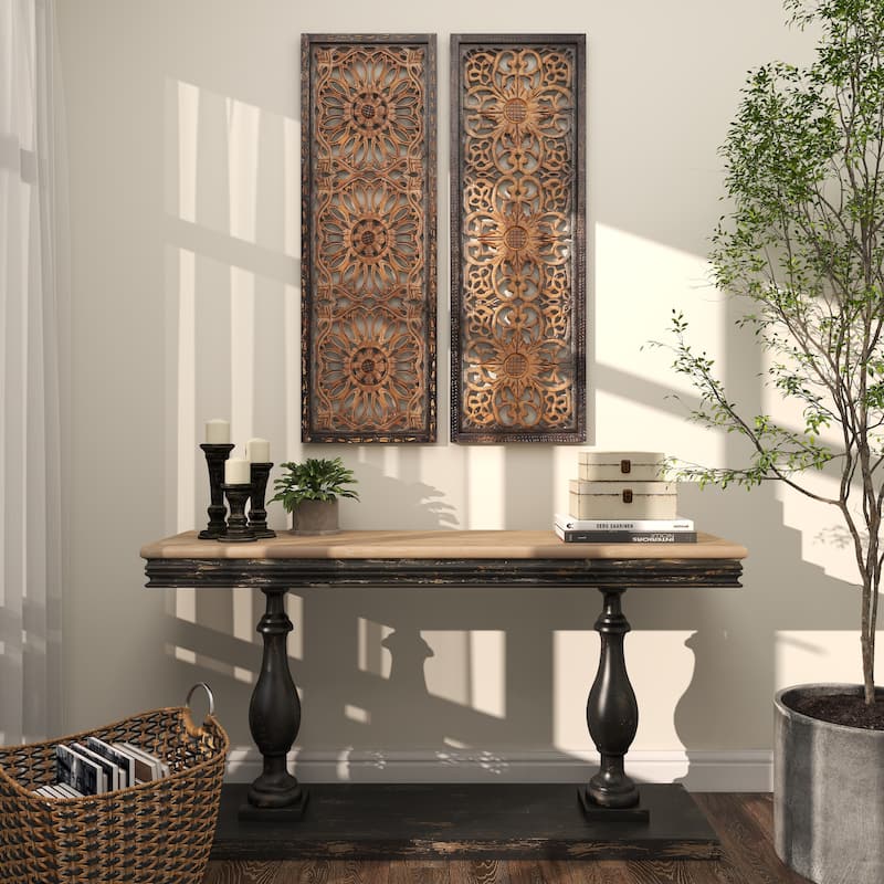 Black Mango Wood Traditional Candle Holder (Set of 3) - S/3 10", 8", 6"H