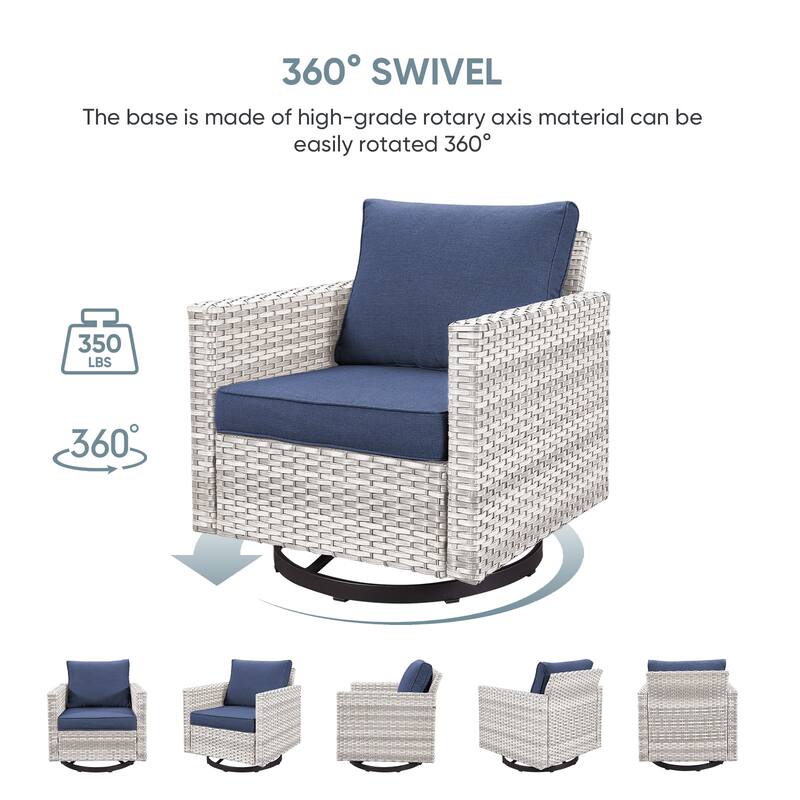 Outdoor Swivel Rocking Chairs Set of 2 with Rattan Side Table