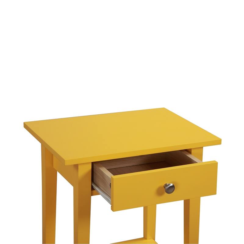 1-Drawer Wooden Nightstand with Open Shelf - 28" - Yellow