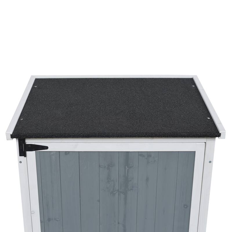 Roomfitters 54 Inch Two-Tone Outdoor Storage Shed with Sloped Roof, Gray and White
