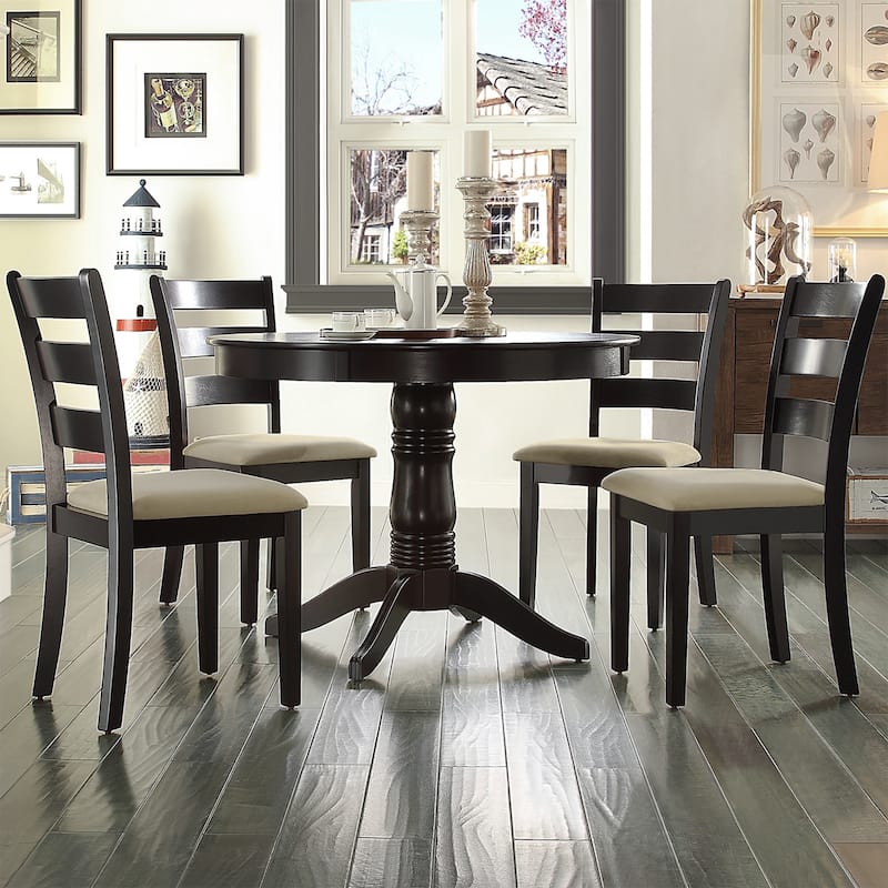 Wilmington Black Round Pedestal 5-piece Dining Set by iNSPIRE Q Classic