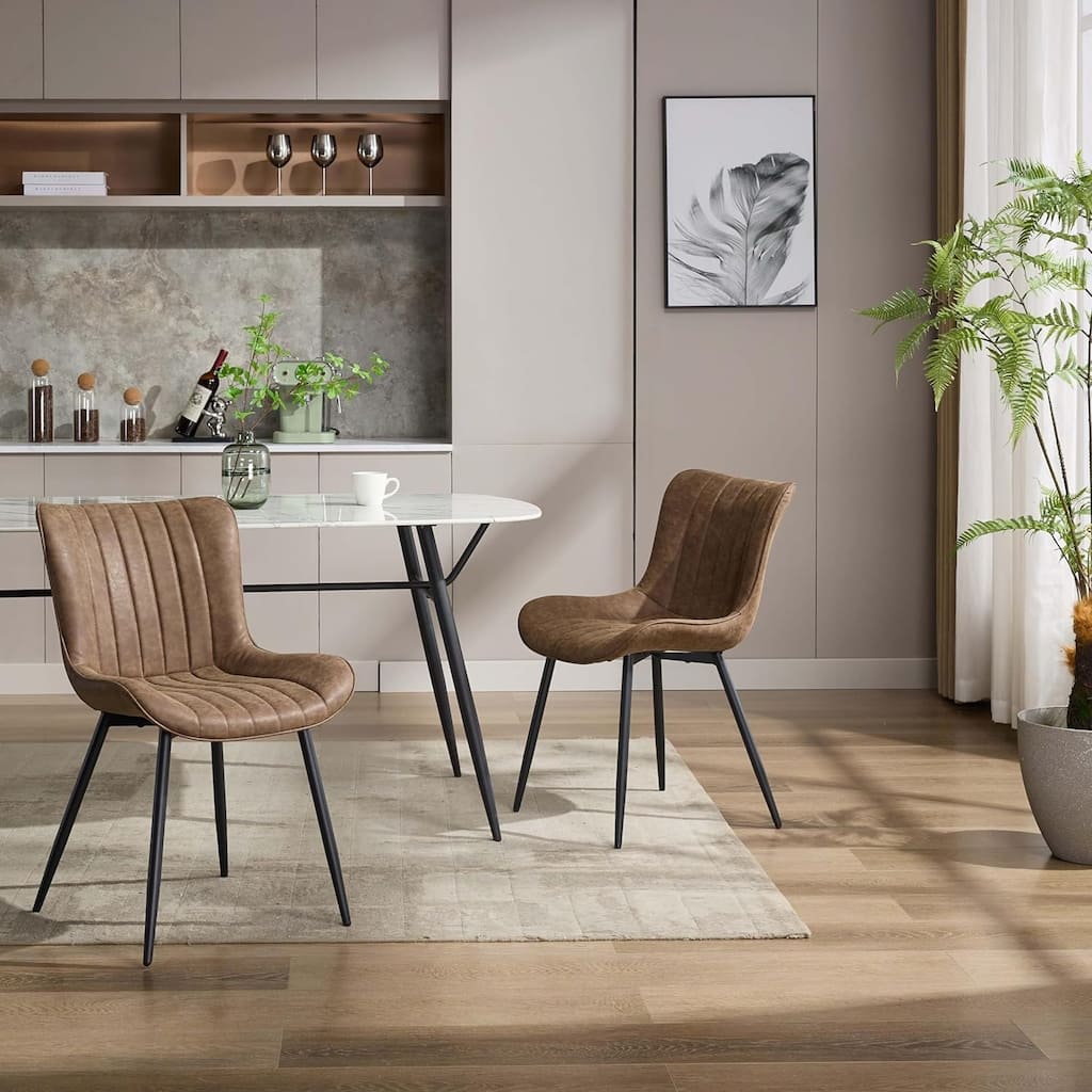 Upholstered Dining Chairs Set of 2, Mid Century Modern Armless Kitchen Chair