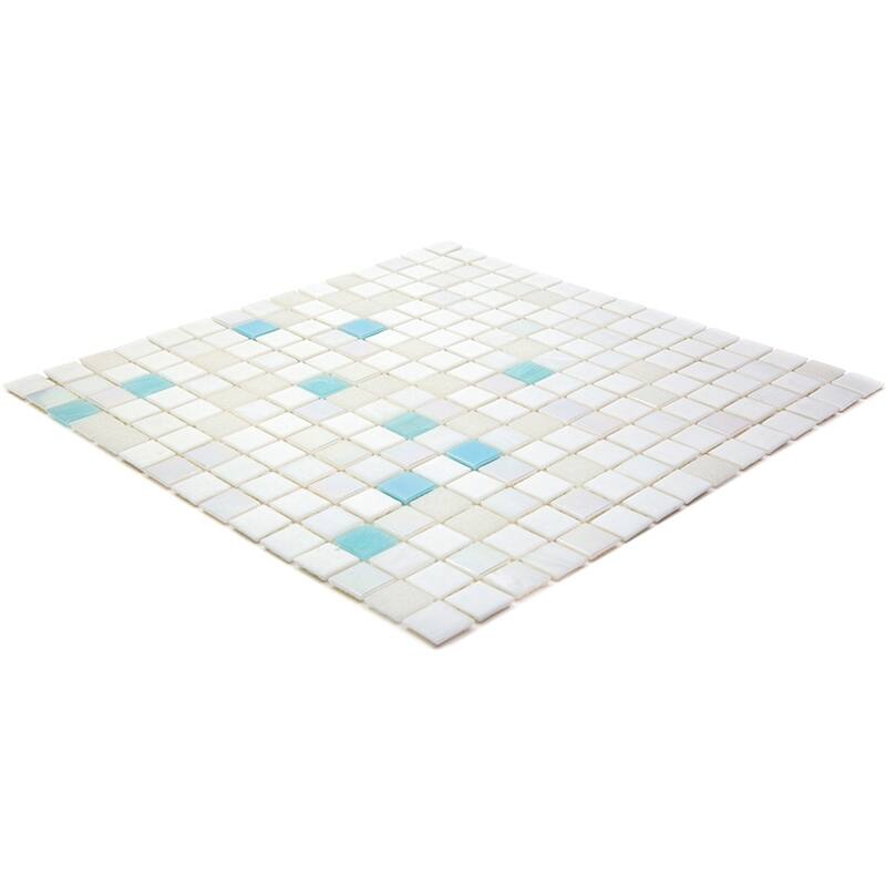 Apollo tile 12" x 12" Mingles Glossy White Blue Glass Tile (20 sq ft/case) - 20 Pack