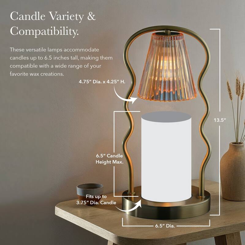 Chiara Candlewarmer Lamp with Timer - Dimmable Wax Melt Heater, 3 Lighting Modes & Auto Shutoff - Ribbed Glass