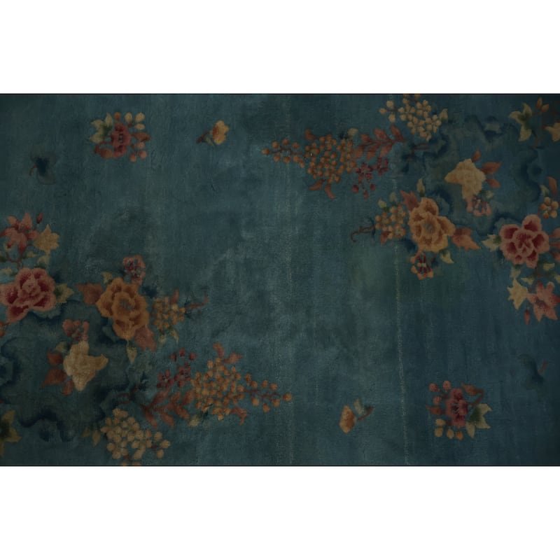 Hand Knotted Oriental 100% Wool Carpet Traditional Floral Green Art Deco Area Rug - 4' 11'' X 3' 1''