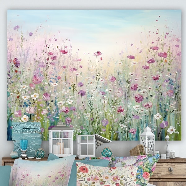 slide 2 of 7, Designart "Wild Flowers Meadows" Flower Field Wall Art
