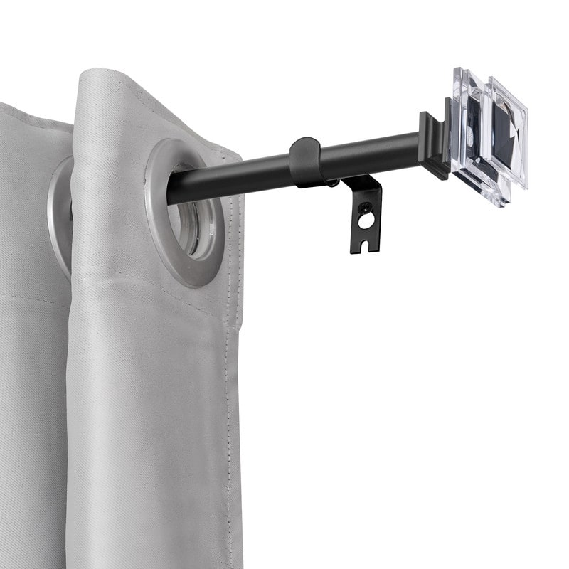 UTOPIA ALLEY Wall Mounted 3/4 Inch Curtain Rod - Adjustable Drapery Rods, Bedroom & Living Room Decorative Curtain Rods - 48"-86" - BLACK