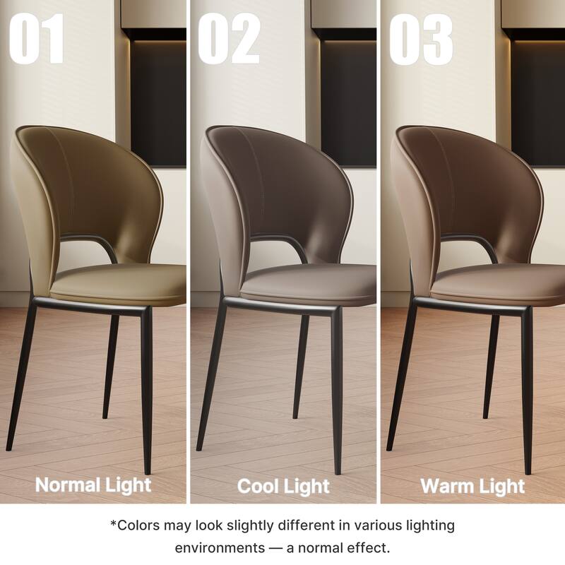 Modern Fully Assembled Dining Chairs, Faux Leather, Light Gray & Brown Options, Set of 2