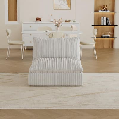 Corduroy Fabric White Cloud Sofa, 40x40x24 inches, Double-layer, Removable Cushion, No Assembly, DIY Combination