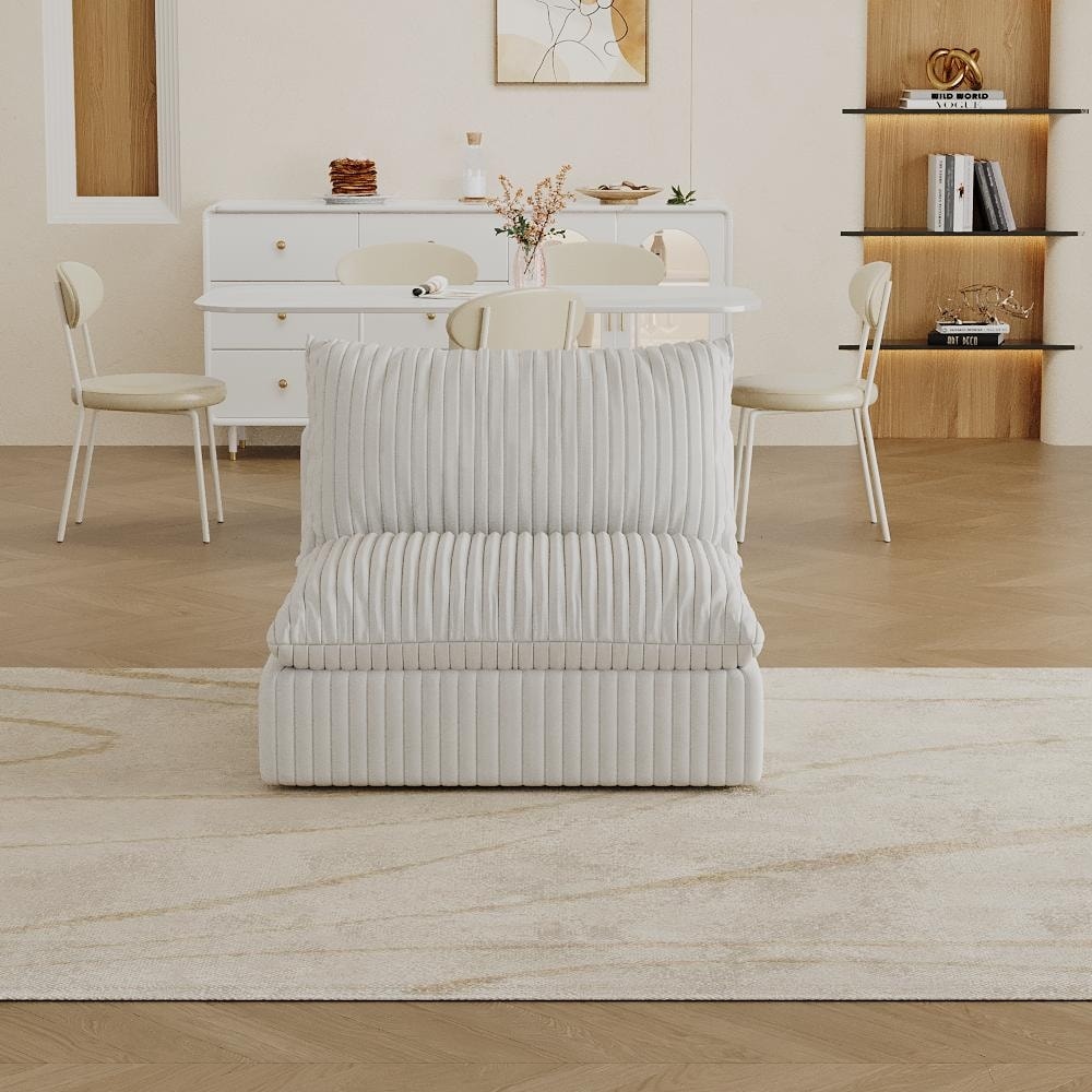 Modern Cloud Sofa Modular Seat with Corduroy Compression & Removable Cushion, No Assembly by GDFStudio