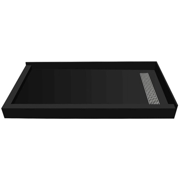 Tile Redi RT3060RDL-PVC-SQ Redi Trench 60" X 30" Corner Shower Pan with Double Curb and 2" Right-Side Drain