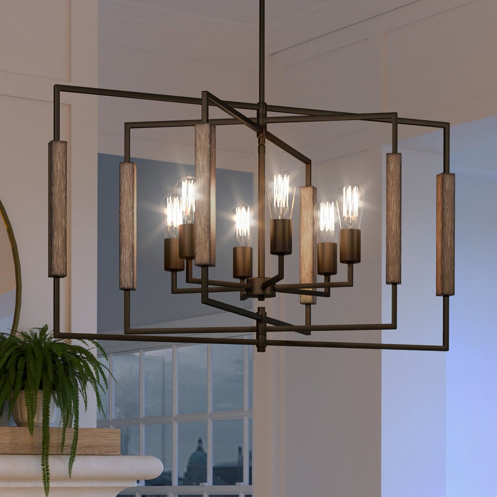 Glayse Collection Five-Light Antique Bronze Clear Glass Luxe Linear  Chandelier Light 