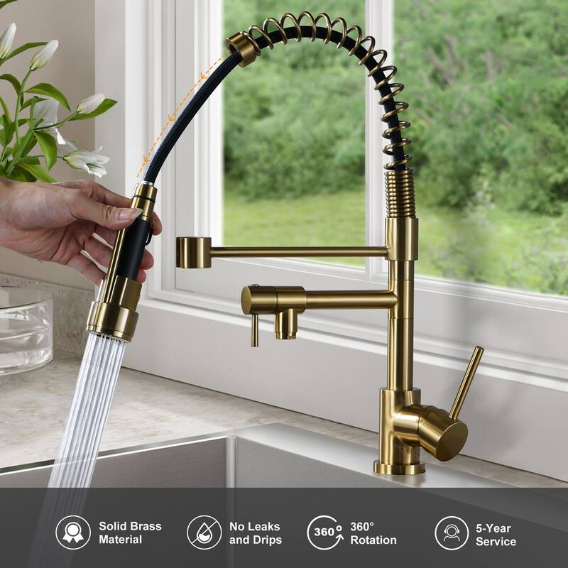 WOWOW Single Handle Pull Down Sprayer Kitchen Faucet with Advanced Spray