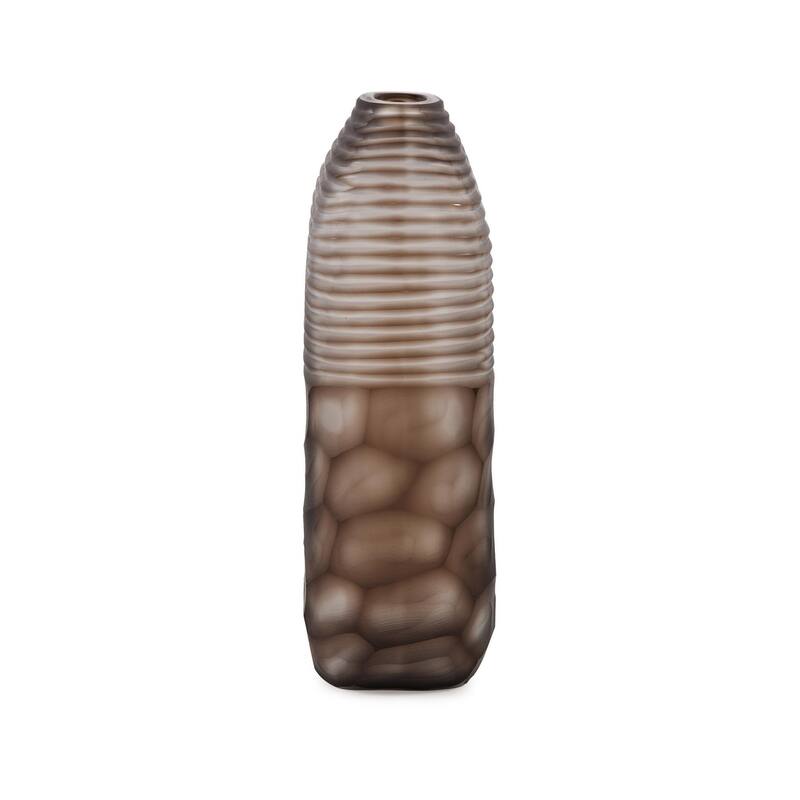Allan Andrews Handmade Brown Cut Patterned Contemporary Glass Vase