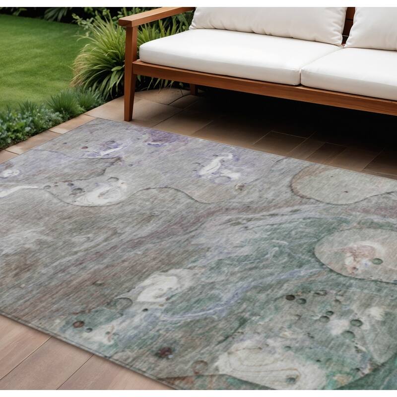 HomeRoots Abstract Transitional Rectangle Outdoor Rug - 9' X 12'