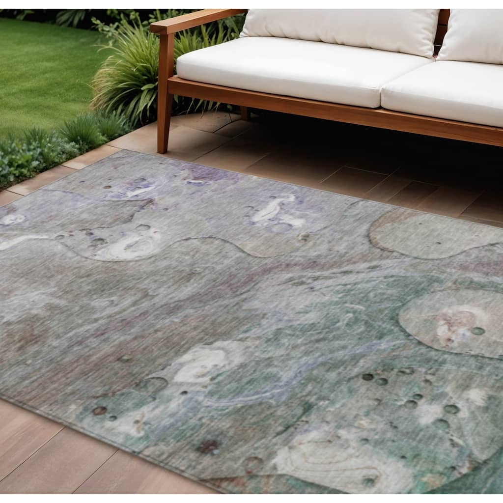 HomeRoots Abstract Transitional Rectangle Outdoor Rug