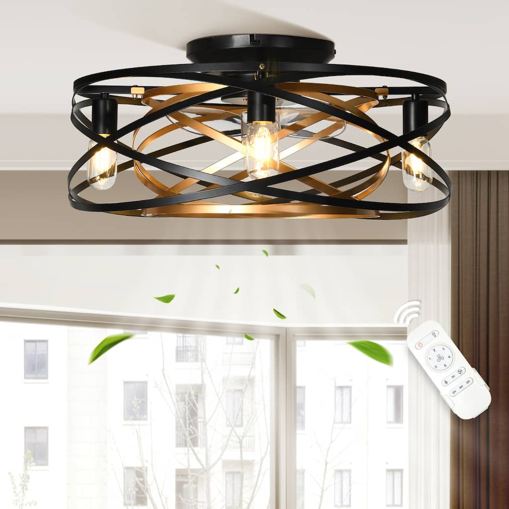 Moasis 22-inch 3-Blade Caged Ceiling Fan with Light Kit Included and Remote