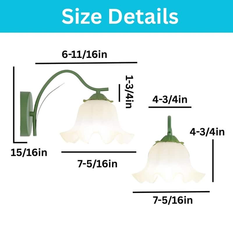 2 Pack light bulbs green light fixtures metal wall sconce