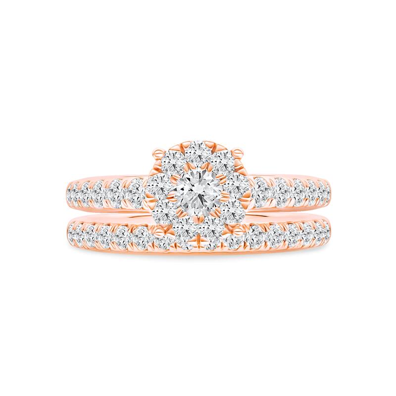 1ct TDW Diamond Cluster Bridal Set in 10K Gold for Women