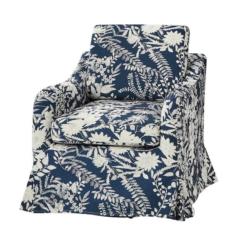 Alois Floral Slipcover Swivel Accent Chair with Removable Cushion by HULALA HOME