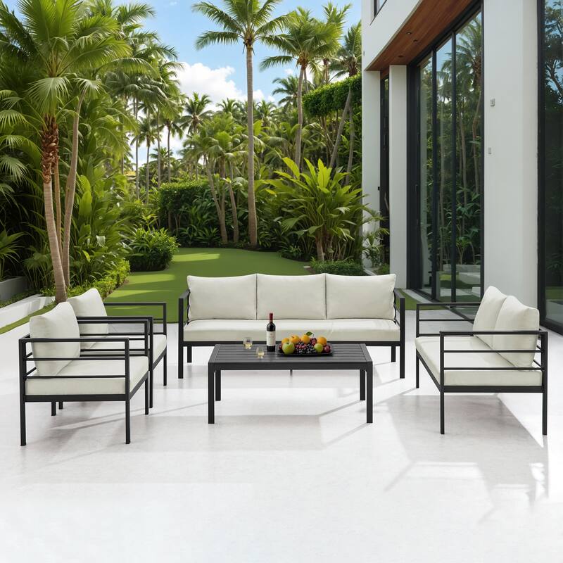 Corvus Gamba 5-piece Outdoor Iron Patio Seating Set with Coffee Table