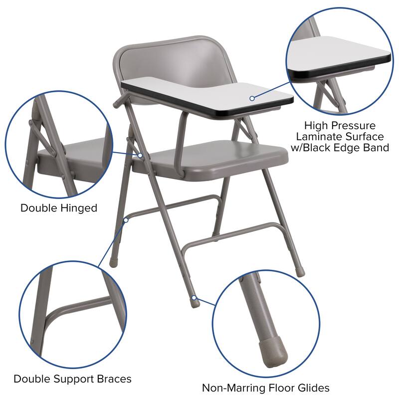 2 Pack Premium Steel Folding Chair with Right Handed Tablet Arm - Event Chair