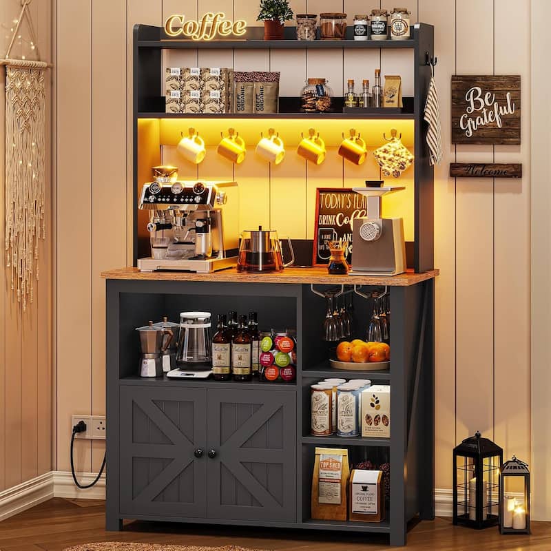 Baker's Rack Coffee Bar Cabinet Microwave Stand Kitchen Cabinet
