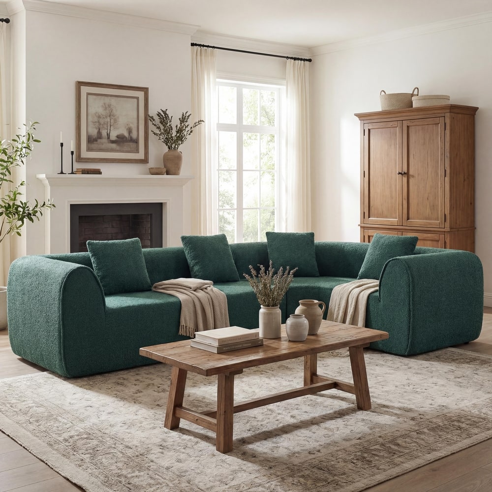 Christopher Knight Home - Curved Modular 110" Upholstered Sectional Sofa