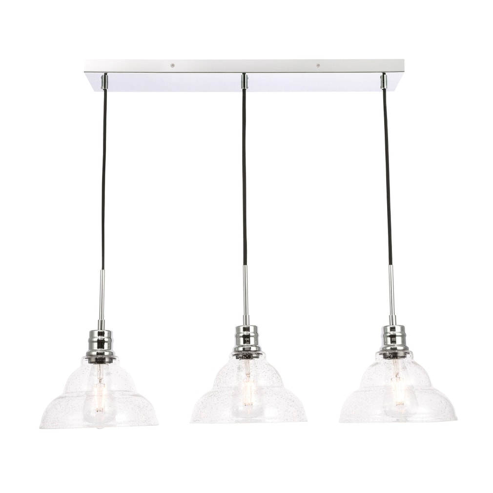 Gia 8.5-Inch 3-Light Clear Seeded Glass Pendant