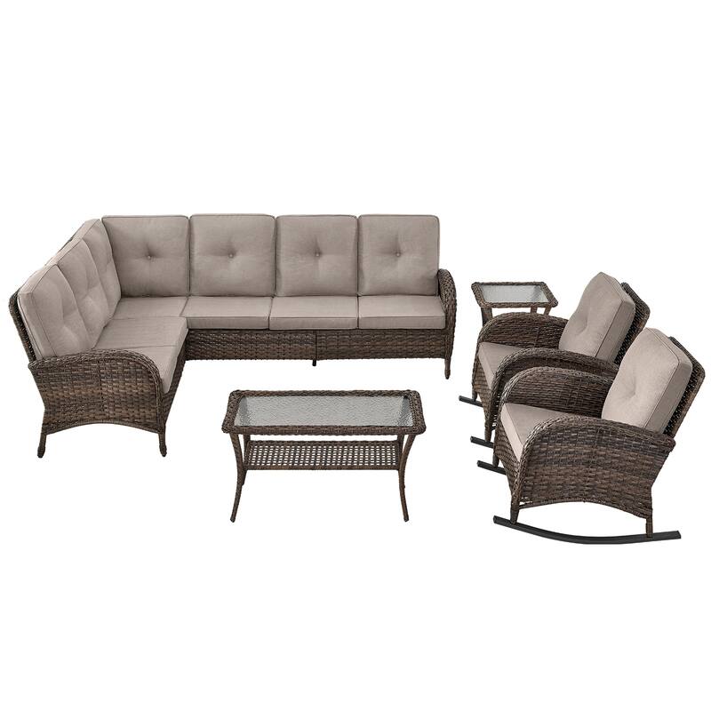 Outdoor Conversation Sofa Rocker Chair Table