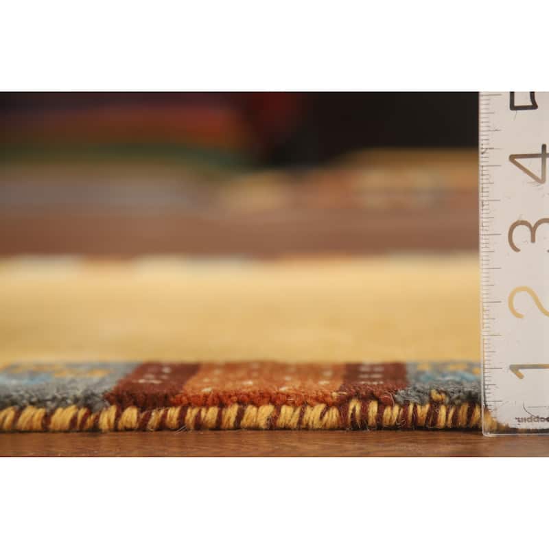 Hand Knotted Oriental 100% Wool Carpet Tribal Tribal Yellow & Gold Gabbeh Area Rug - 4' 4'' X 2' 4''
