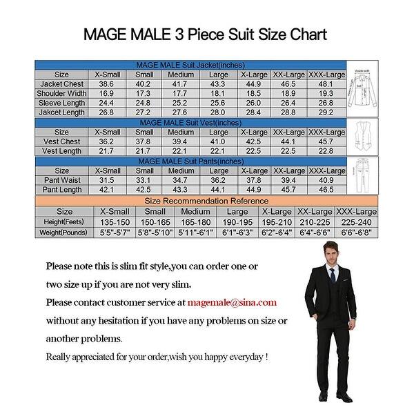 Shop Mage Male Mens 3 Pieces Suit Elegant Solid One Button