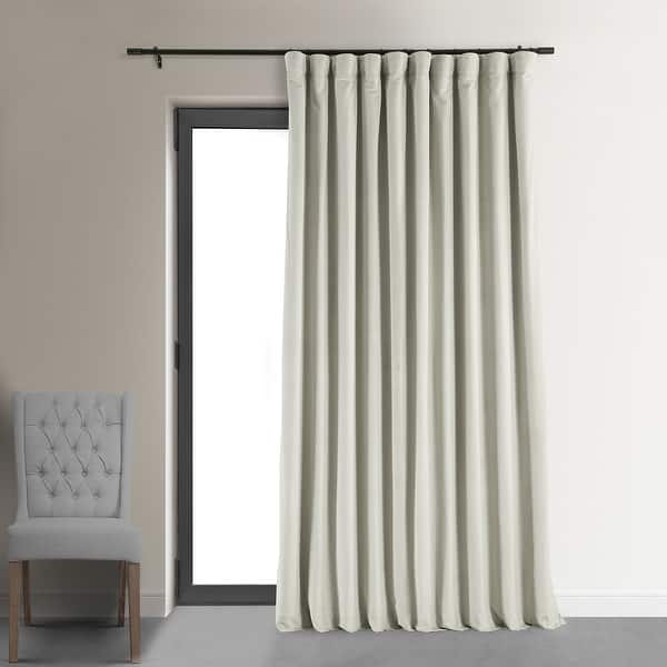 slide 2 of 12, Exclusive Fabrics Extra Wide Velvet Off White Blackout Curtain (1 Panel) - Luxurious Blackout Drapery for Enhanced Privacy