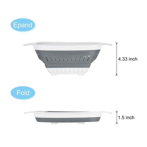 Silicone Collapsible Colander, Square Strainer w Handle Food Strainers