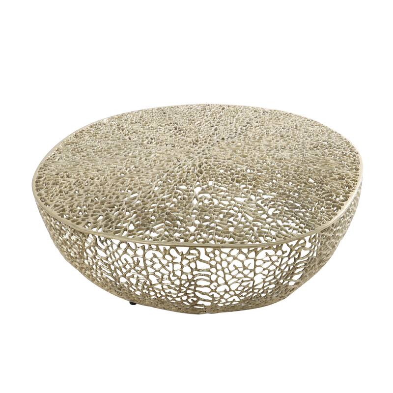 Aluminum Metal Coral Abstract Coffee Table - Silver or Gold - Roche River Decor