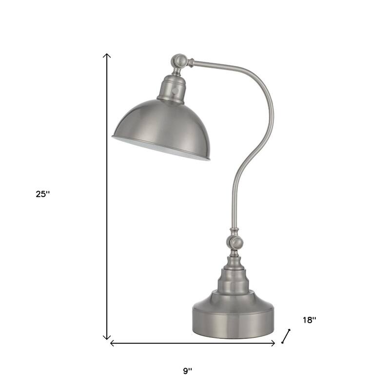 25" Modern Metal Desk Lamp with Dome Shade and Adjustable Height Rotary Switch for Office or Study - 25”H x 9”W x 18”D