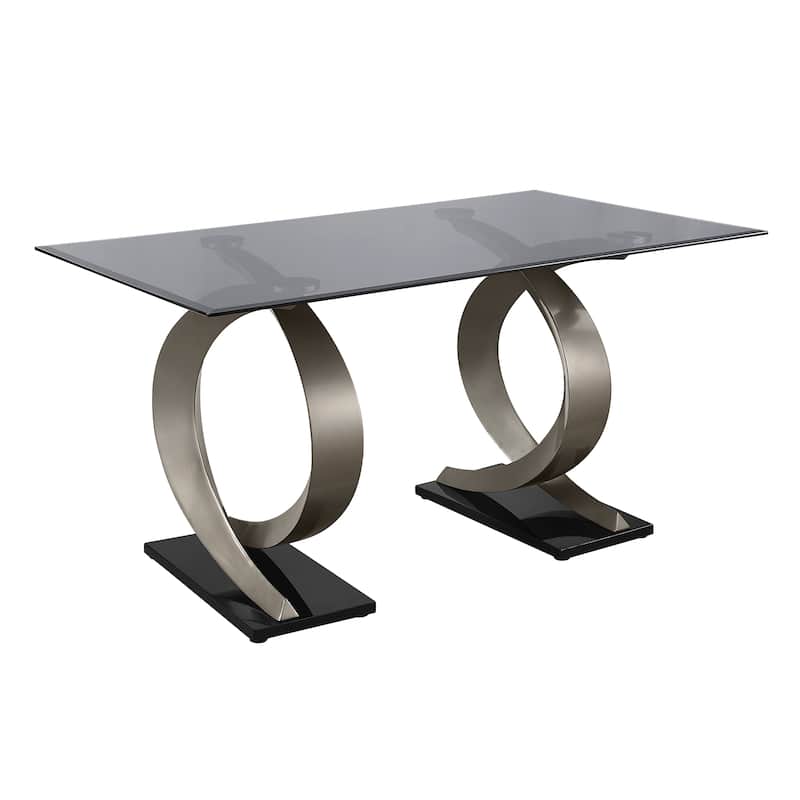 Furniture of America Tualatin Modern 58-inch Glass Top Dining Table