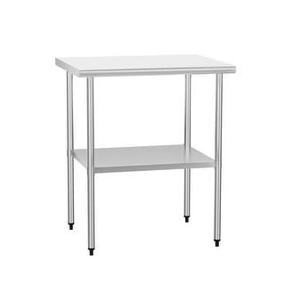 Stainless Steel Table 24 x 30 Inches Metal Work Table Adjustable Undershelves