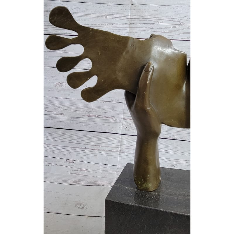 Signed Dali Abstract Female Sunshine Bronze Sculpture Marble Base Figure Statue