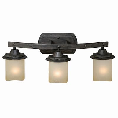 Halifax 3 Light Bronze Rustic Bathroom Vanity Fixture - 22.5-in W x 8.75-in H x 8.25-in D