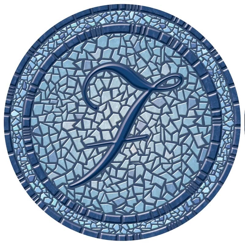 Custom Monogram Decorative Poolmat #2 - Mosaic Pool Art - 29" in Diameter - Letter "F"